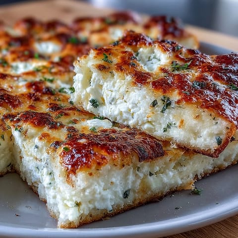 Golden-brown Fluffy Cottage Cheese Flatbread fresh from the skillet, with visible herbs and a soft, bubbly texture perfect for wrapping around fresh veggies.