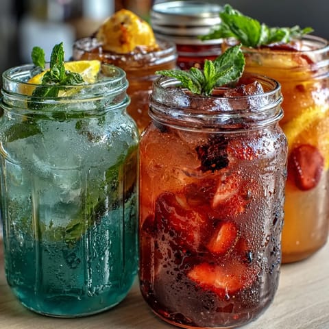 Guests enjoy customizing their drinks at a colorful lemonade station with classic lemonade and assorted fruit syrups.