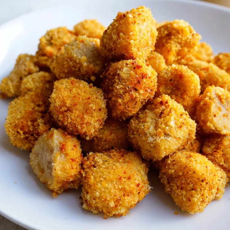 Homemade popcorn chicken, a delicious American snack with a perfectly seasoned, crunchy coating.