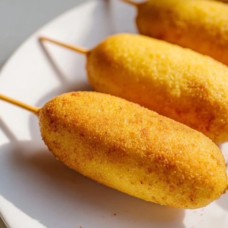 Perfectly cooked corn dogs: imagine the sweet, savory aroma of freshly fried comfort food.
