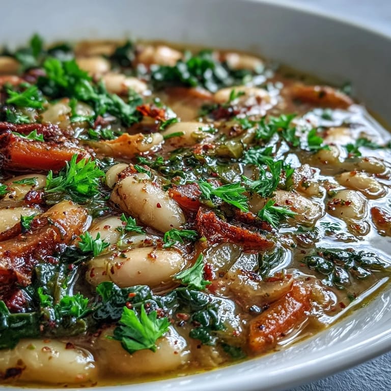 Steaming Mediterranean White Bean Stew served in a ceramic bowl, showcasing colorful carrots and red bell peppers.