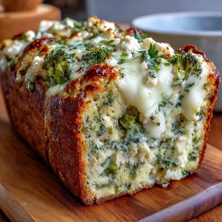 Golden baked Broccoli and Feta Loaf, a delicious Mediterranean weeknight bread.