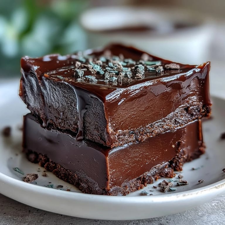 Smooth, glossy Hojicha Fudge pieces cut into perfect squares, arranged on a cooling rack for a rustic look.