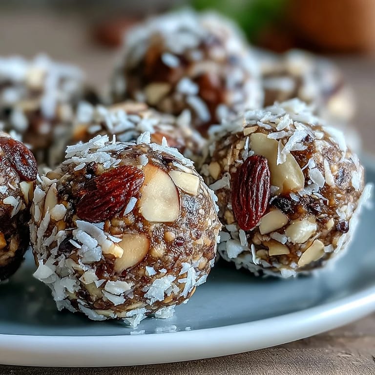 A close-up of Hojicha Energy Balls with cacao nibs, perfect for an energizing afternoon pick-me-up.