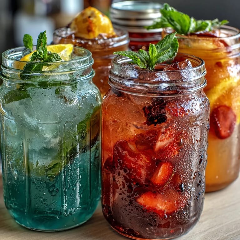 Guests enjoy customizing their drinks at a colorful lemonade station with classic lemonade and assorted fruit syrups.