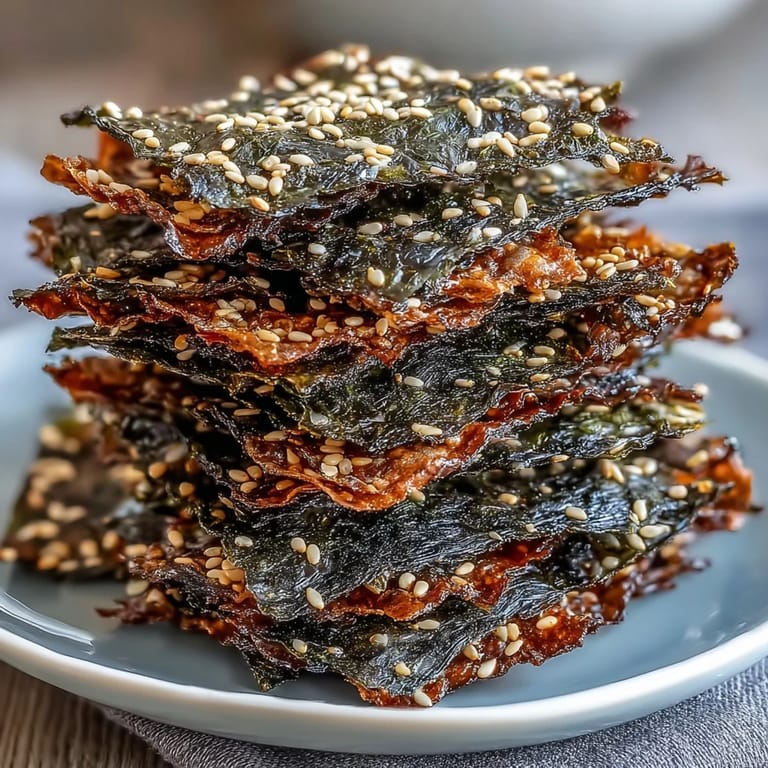 Delicious, oven-baked seaweed snack chips, a healthy gluten-free treat.