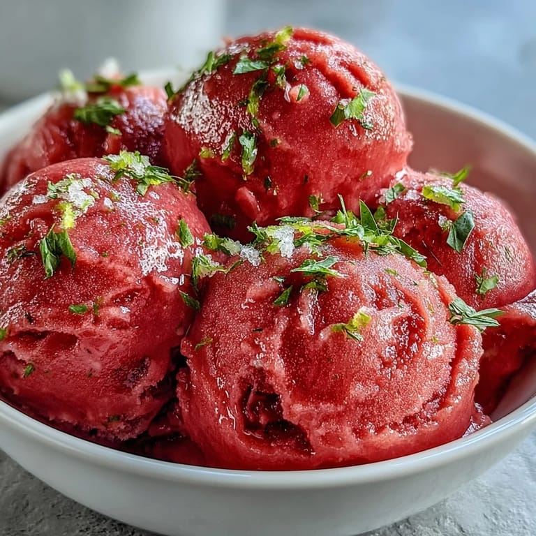 Bright, icy Watermelon Sorbet (3 Ingredients) a simple, delicious frozen treat.