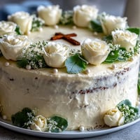 First Communion Cake with White Roses and Cross Topper: Elegant vanilla sponge layers with silky buttercream and delicate fondant roses, topped with a cross for a sacred celebration.