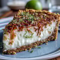 Coconut lime tart with graham crust, vibrant, zesty, and creamy delight.
