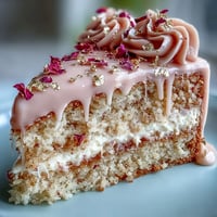 Blush-pink Bridal Shower Rosé Velvet Cake, adorned with a shimmering gold drip.